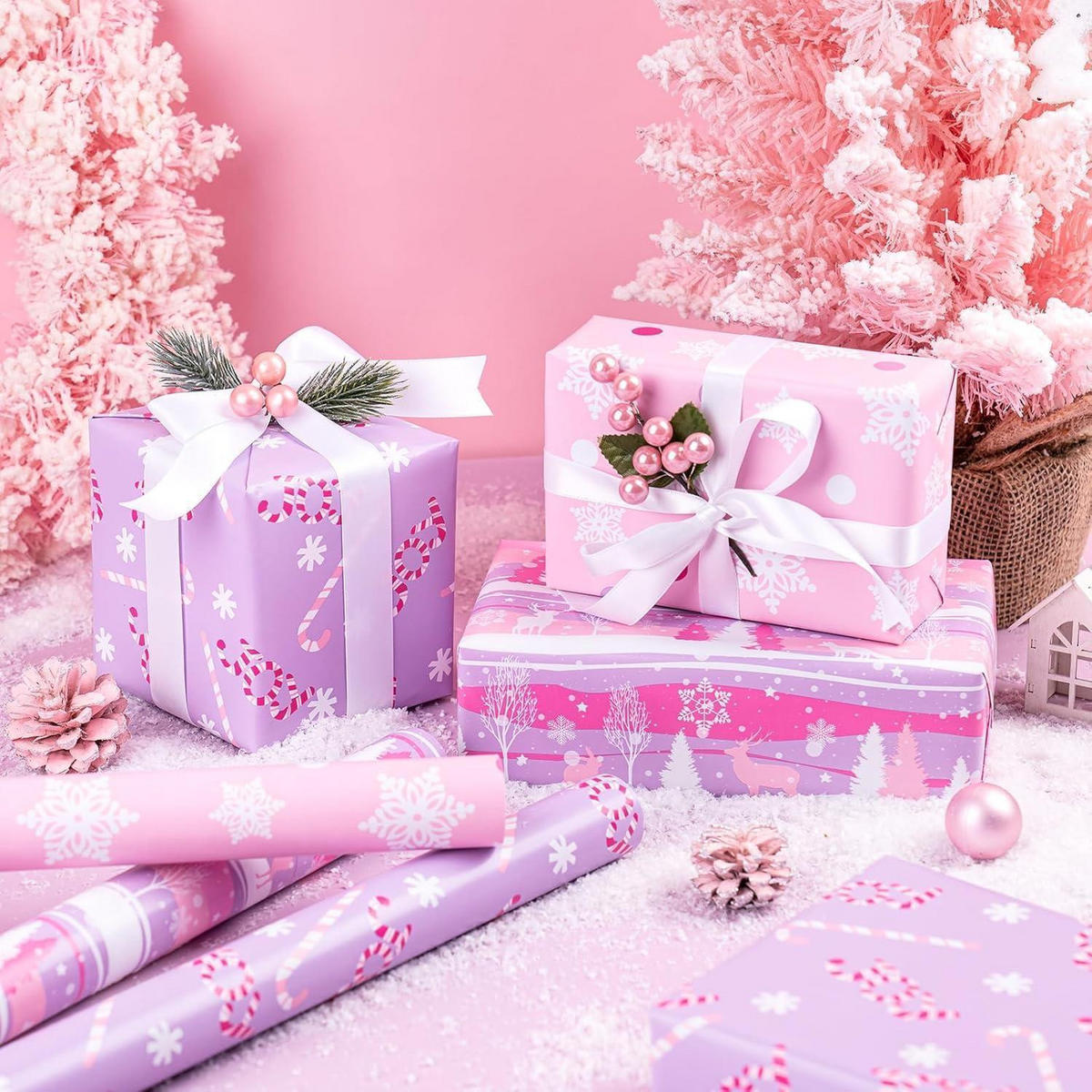 GESCHENKPAPIER 3 Rollen 43,2 cm x 3 m Weihnachtsdesign - Multicolor, Papier (4/44/10cm)