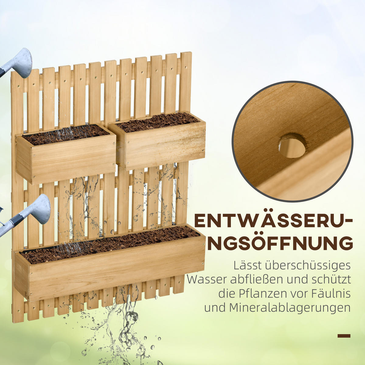 BLUMENKASTEN, Tannenholz, Naturholz - Naturfarben, Holz (16/80/60cm) - Outsunny