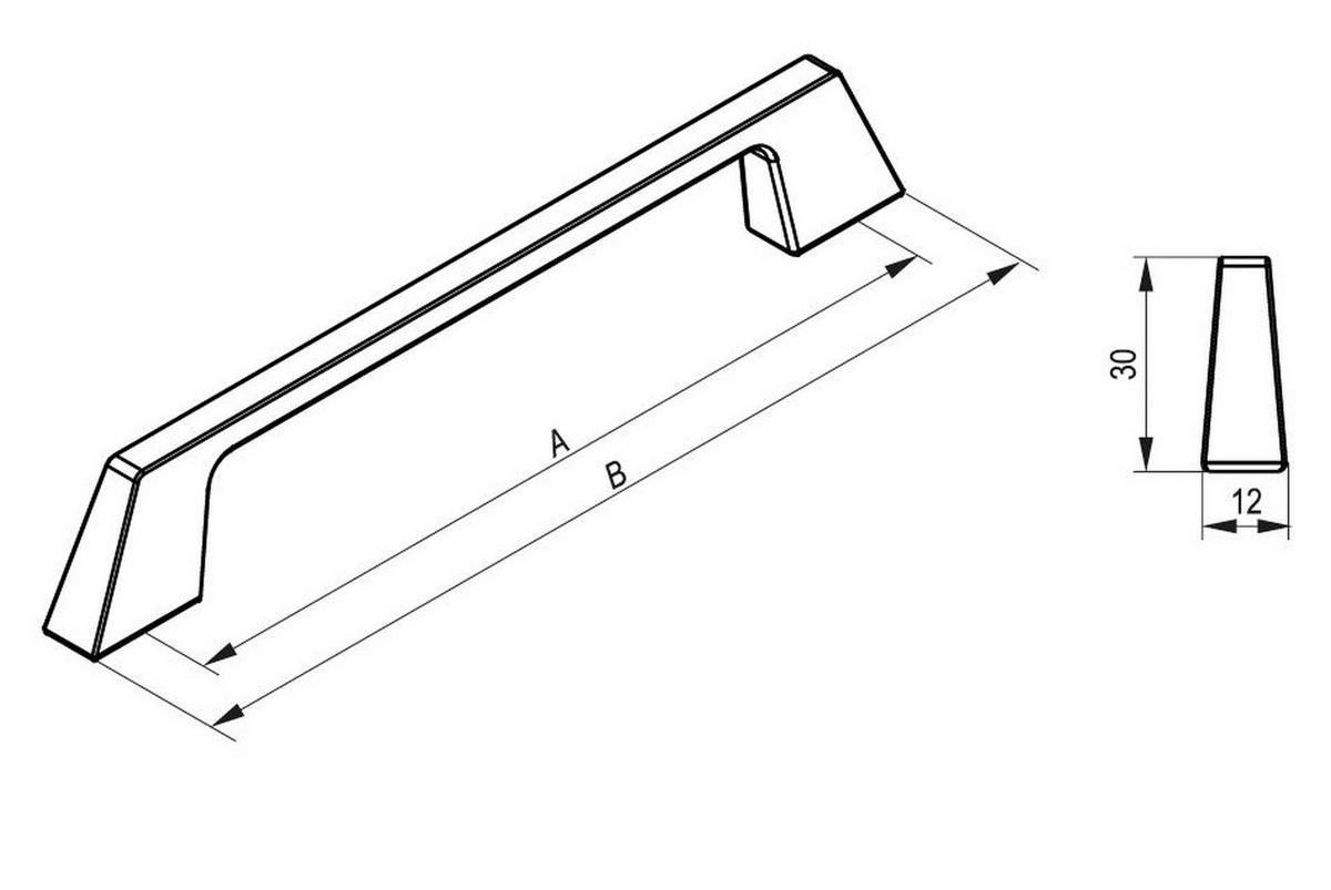 MÖBELGRIFF BA 160mm, Küchengriff Edelstahloptik, Schrankgriff Stilo - Grau, Metall (0.8/3/18.5cm)
