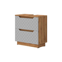WASCHBECKENUNTERSCHRANK Lotta Eiche/Grau mit Kachelstruktur 59.8 x 62.5 cm mit 2 Schubladen - Eichefarben/Grau, Holzwerkstoff (59.8/62.5/32cm) - Vicco
