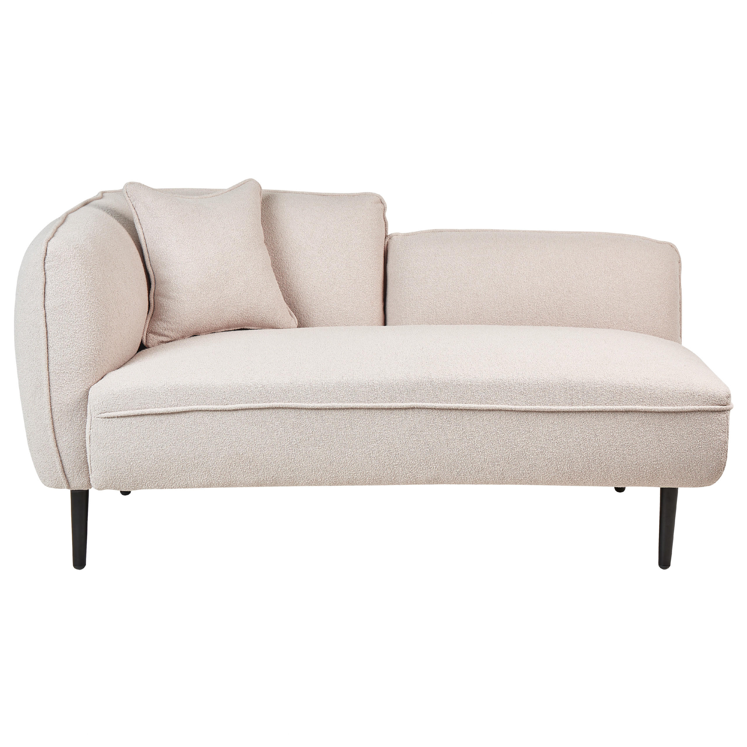 CHAISELONGUE Bouclé hellbeige linksseitig Chevannes - Beige/Schwarz, Textil (138/74/77cm) - Beliani