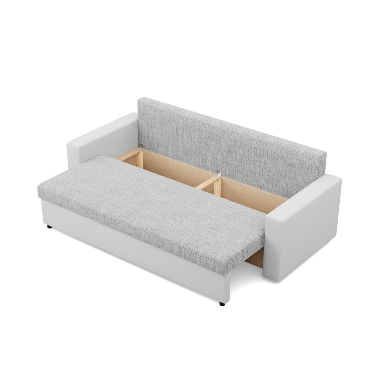 SOFA 3-SITZER MIT SCHLAFFUNKTION LUNA, Grau + Grau - Hellgrau/Grau, Textil (220/92/92cm)