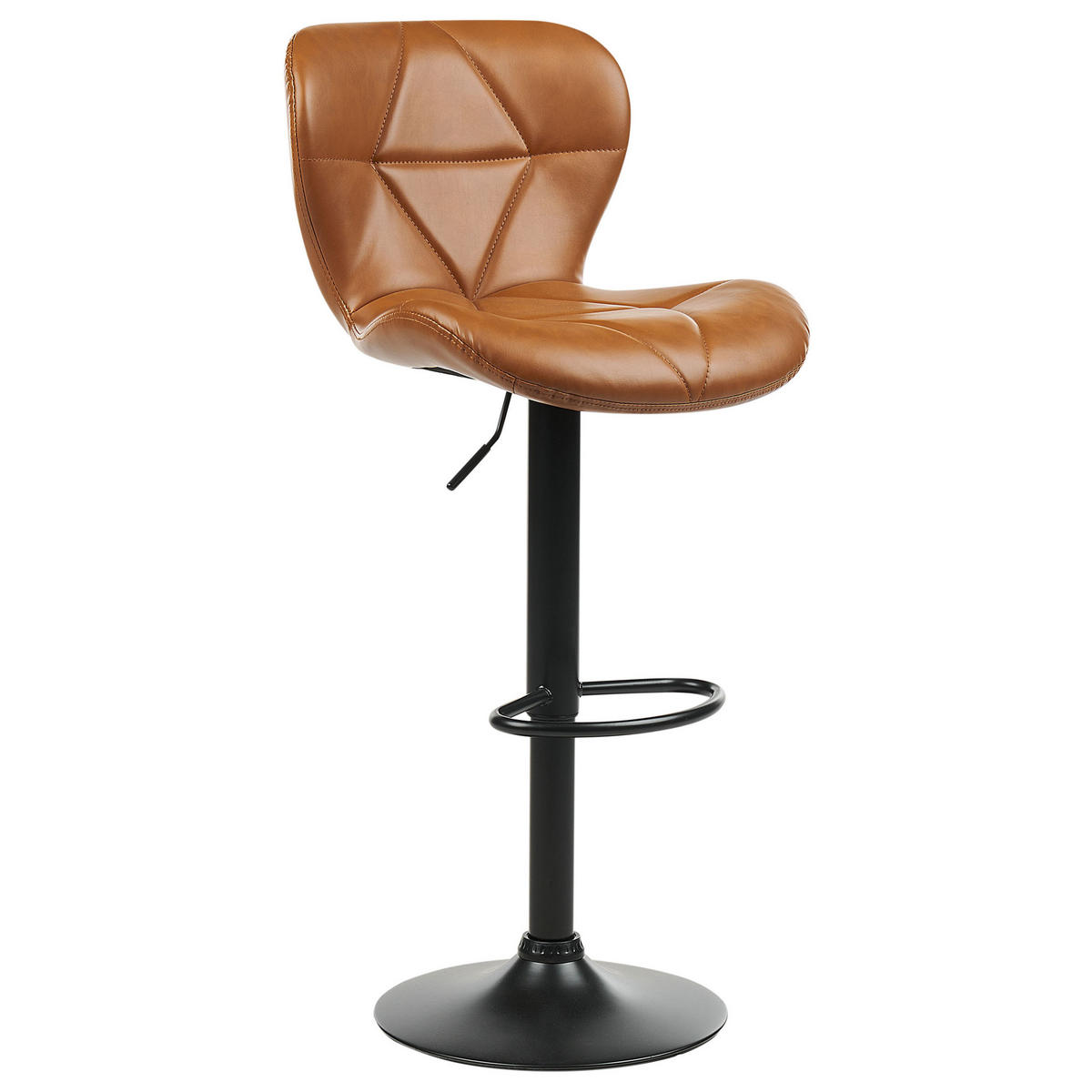 BARHOCKER 2er-Set Kunstleder goldbraun/schwarz höhenverstellbar Valetta - Schwarz/Braun, Kunststoff (46/89/51cm) - Beliani
