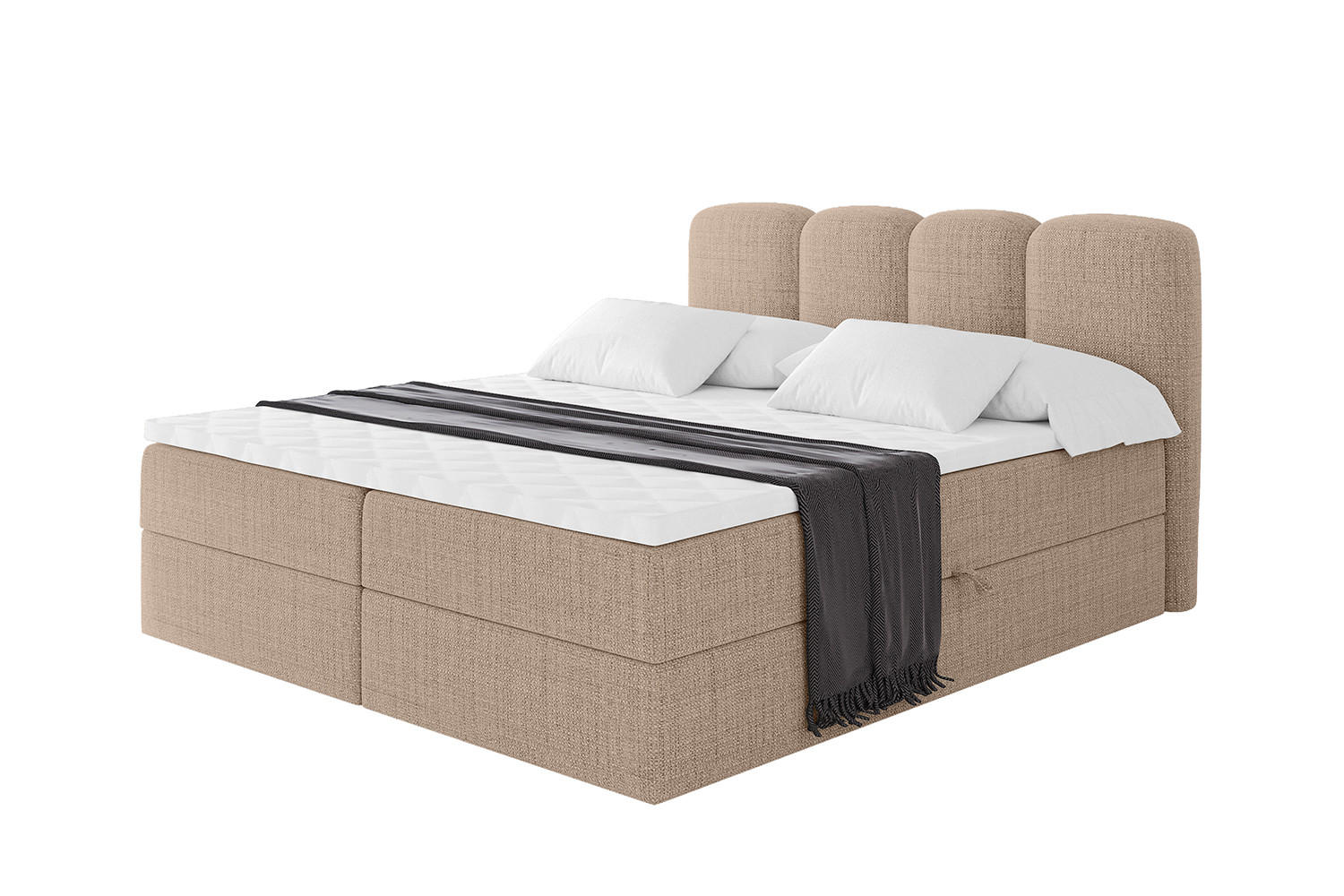 BOXBETT mit Matratze H3 - NINA - 120x200 cm - Dunkelbeige - Cappuccino, Holzwerkstoff (120/200cm) - ALTDECOR