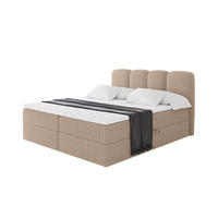 BOXBETT mit Matratze H4 - NINA - 160x200 cm - Dunkelbeige - Cappuccino, Holzwerkstoff (160/200cm) - ALTDECOR