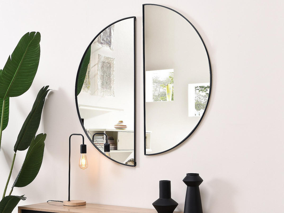 SPIEGEL halbrund Design 2er-Set - 50 x 100 cm - Schwarz - GAVRA - Schwarz, Metall (50/100/1cm) - Vente-Unique