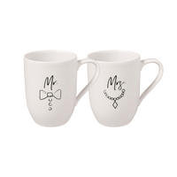KAFFEEBECHER MR AND MRS Statement weiß 280 ml 2er Set - Weiß, Keramik (0.28L) - Villeroy & Boch