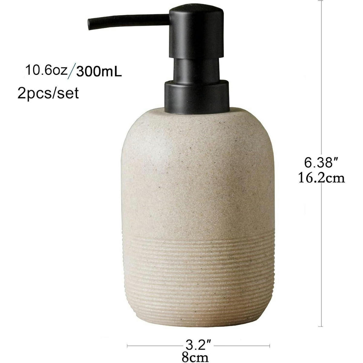 SEIFENSPENDER-SET Beige Kunstharz 2-teiliges Set - Beige, Kunststoff (8/16.2/8cm)