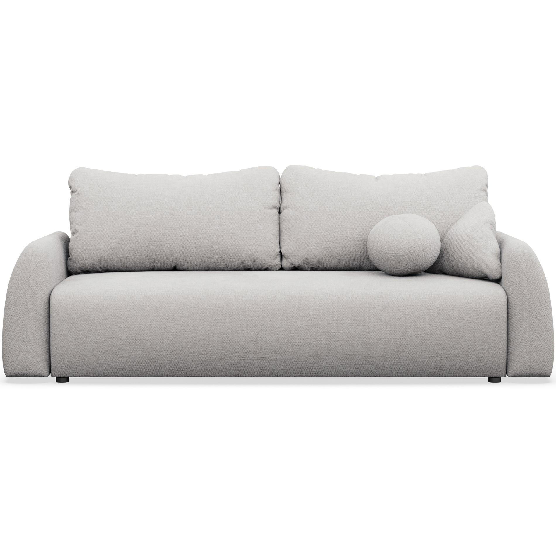 3-SITZER SOFA Nubelle Hellgrau Chenille-Bezug, wasserabweisend - Hellgrau/Schwarz, Kunststoff/Textil (244/85/93cm) - Selsey