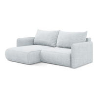 ECKSOFA mit Schlaffunktion Chenille Stoff Blau - Blau/Schwarz, Kunststoff/Textil (148/207cm) - Makamii