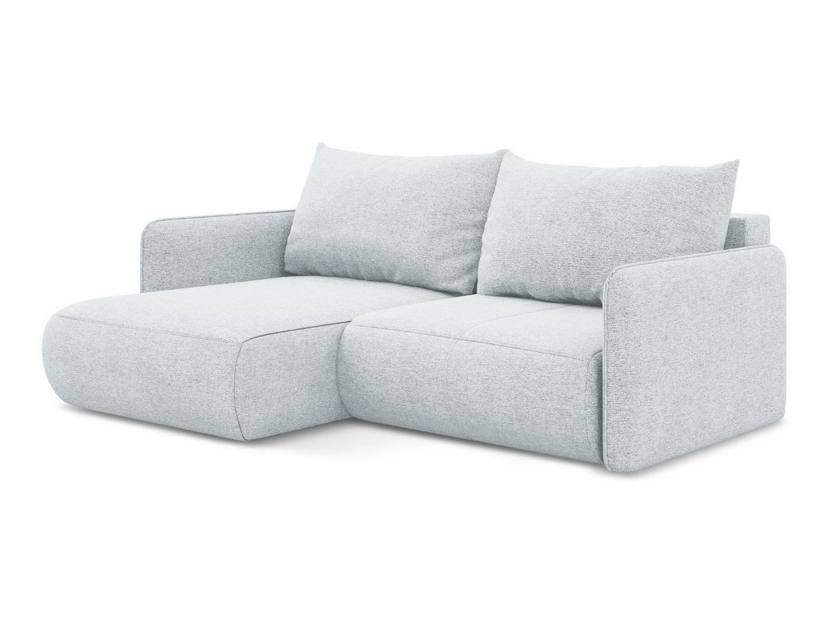 ECKSOFA mit Schlaffunktion Chenille Stoff Blau - Blau/Schwarz, Kunststoff/Textil (148/207cm) - Makamii