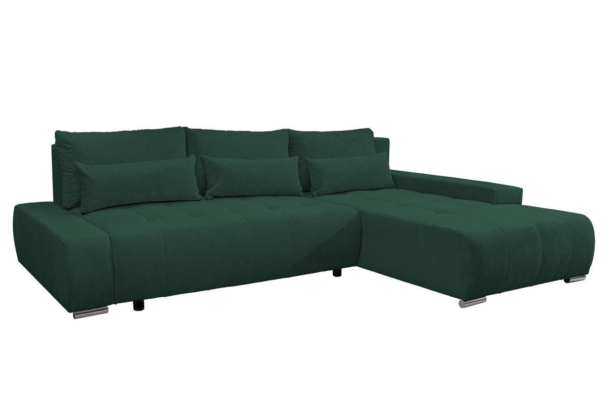 ECKSOFA Bloom mit Bettkasten und Schlaffunktion L-Form - Grün, Textil (267/185cm)