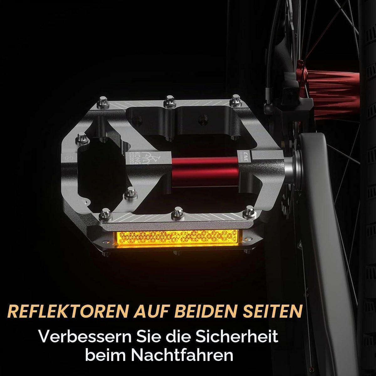 FAHRRADPEDALE Plattformpedale mit Reflektoren CNC Aluminium Silber - Silberfarben, Metall (9.9/1.5/11.8cm)