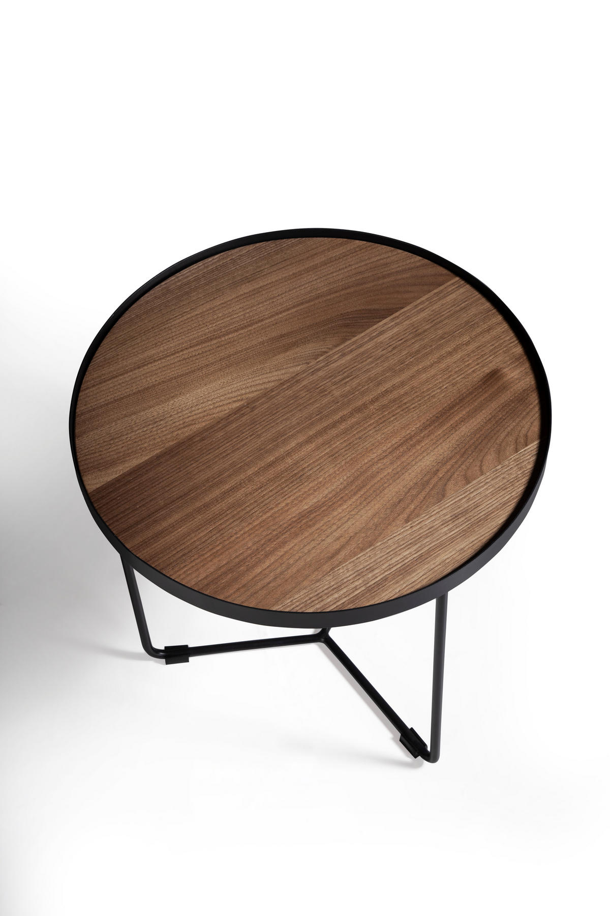 ECKTISCH Runder Nussbaum und schwarzer Stahl Ø50/50 cm - Nussbaumfarben/Walnussfarben, Holz/Holzwerkstoff (50/50/50cm) - ANGEL CERDA