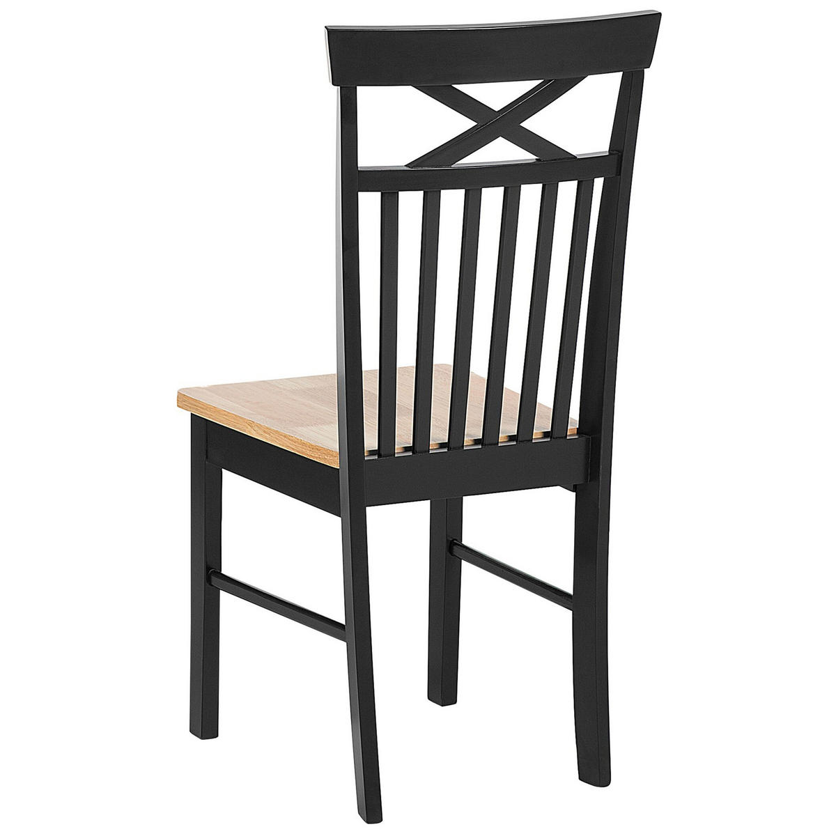 ESSZIMMERSTUHL 2er-Set Gummibaumholz schwarz/hellbraun Houston - Hellbraun/Schwarz, Holz (44/94/45cm) - Beliani