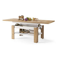 COUCHTISCH rechteckig Eiche Gold - Weiß ausziehbar höhenverstellbar - Eichefarben/Weiß, Holzwerkstoff (65/130/58cm) - designimpex