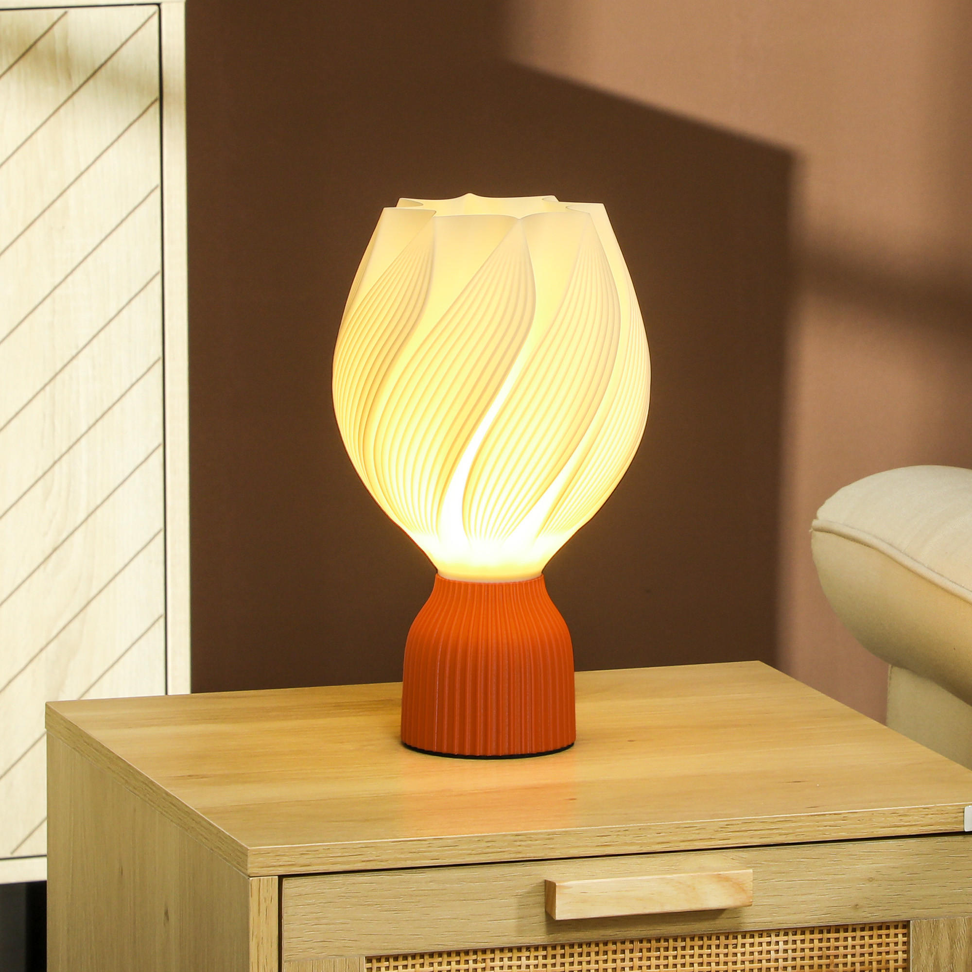 TISCHLAMPE LED 3D-Druck Weiß - Weiß, Kunststoff (16.5/16.5/28cm) - HOMCOM