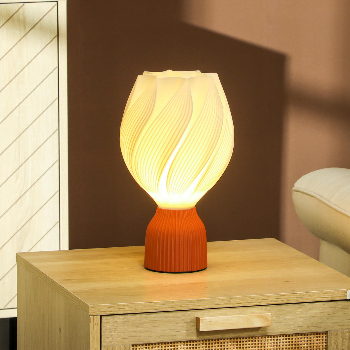 TISCHLAMPE LED 3D-Druck Weiß - Weiß, Kunststoff (16.5/16.5/28cm) - HOMCOM