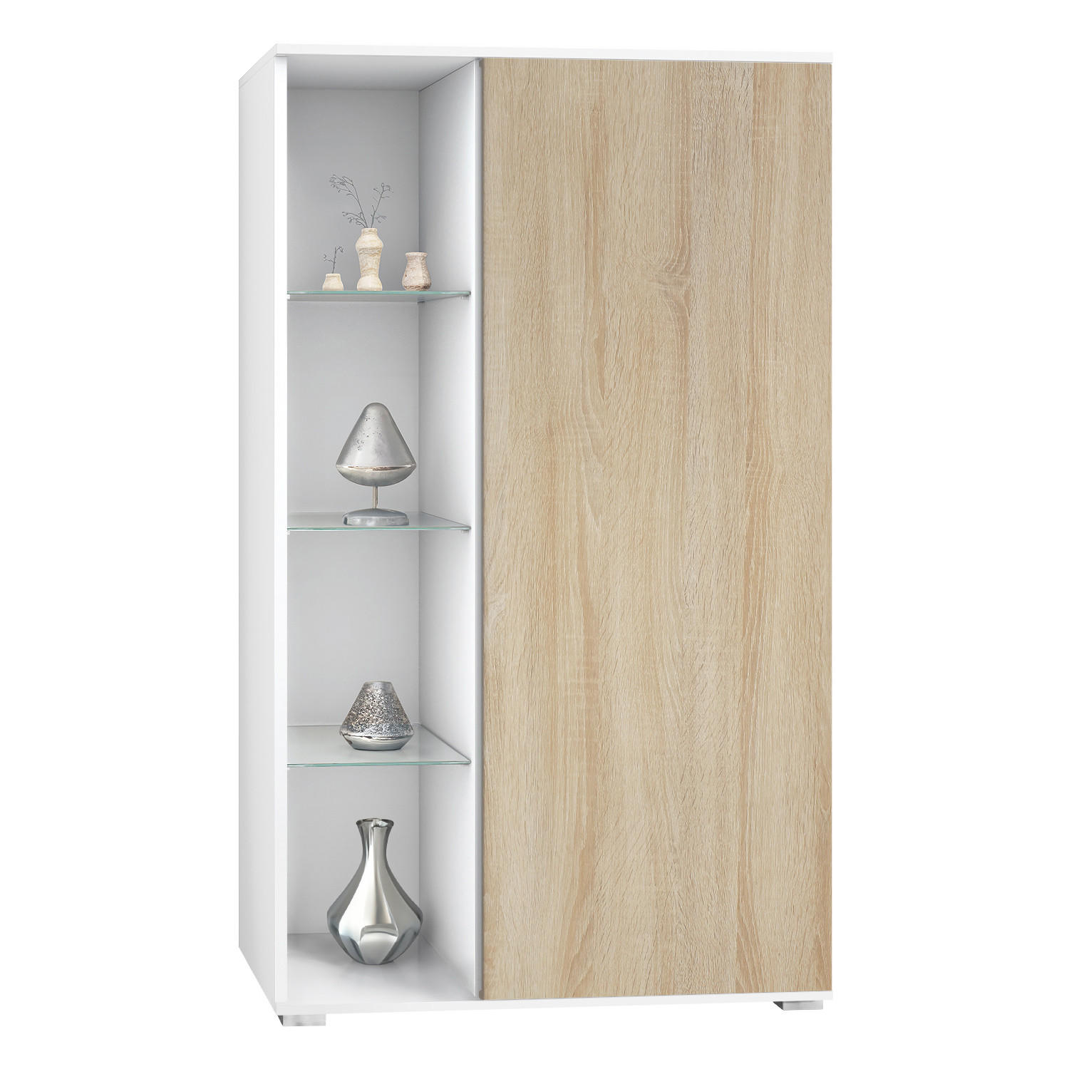 Vladon Vitrine Eiche San Remo 71.5x134x35 cm