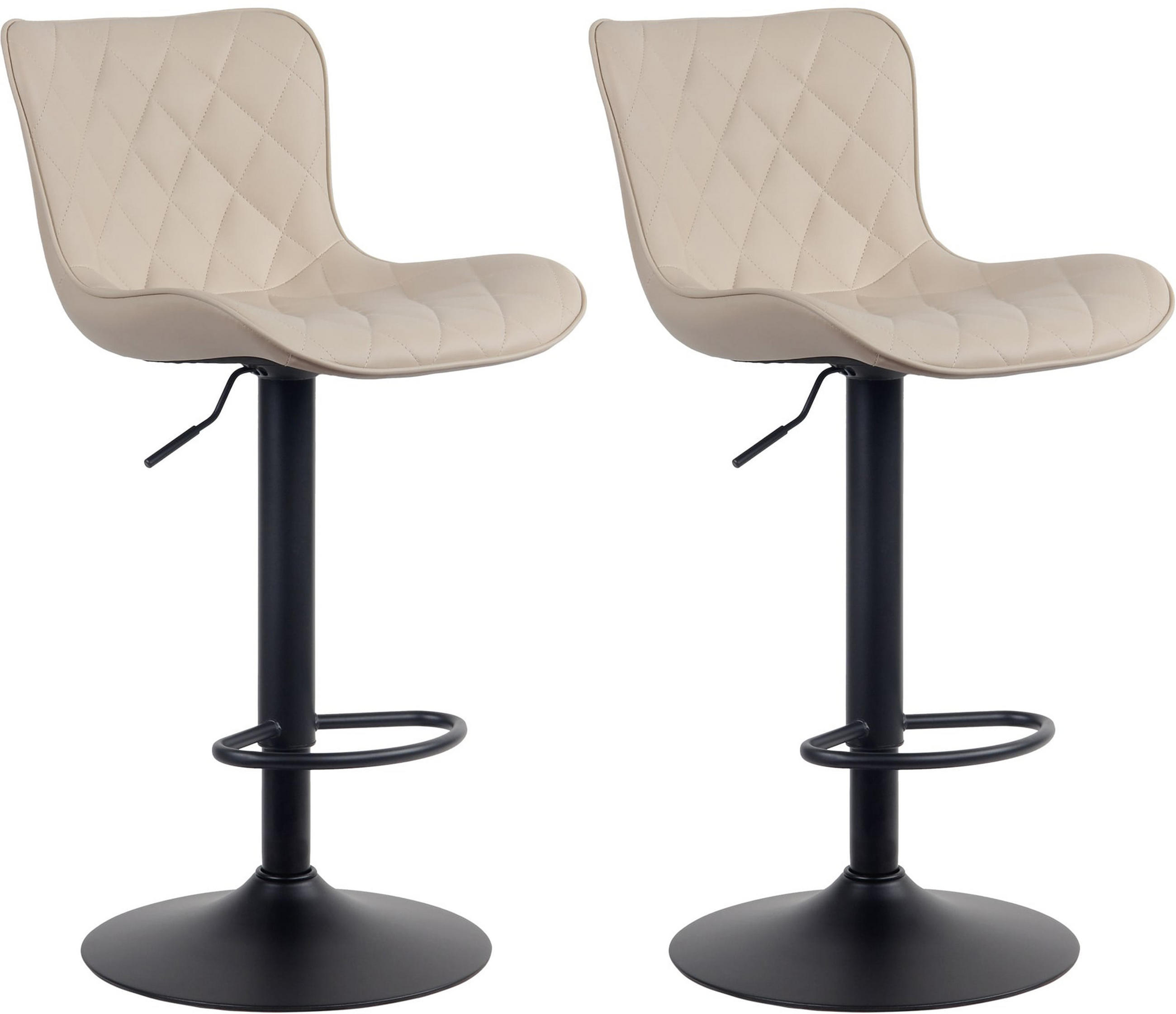BARHOCKER 2er Set Emil Kunstleder creme - Schwarz/Naturfarben, Kunststoff/Metall (48/107/54cm) - TPFLiving