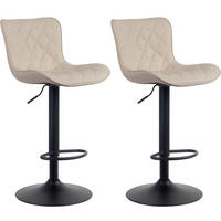 BARHOCKER 2er Set Emil Kunstleder creme - Schwarz/Naturfarben, Kunststoff/Metall (48/107/54cm) - TPFLiving