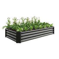 BLUMENKASTEN aus Metall 180x99x30 cm in Schwarz mit offener Basis - Schwarz, Metall (90/30/180cm) - Modfu