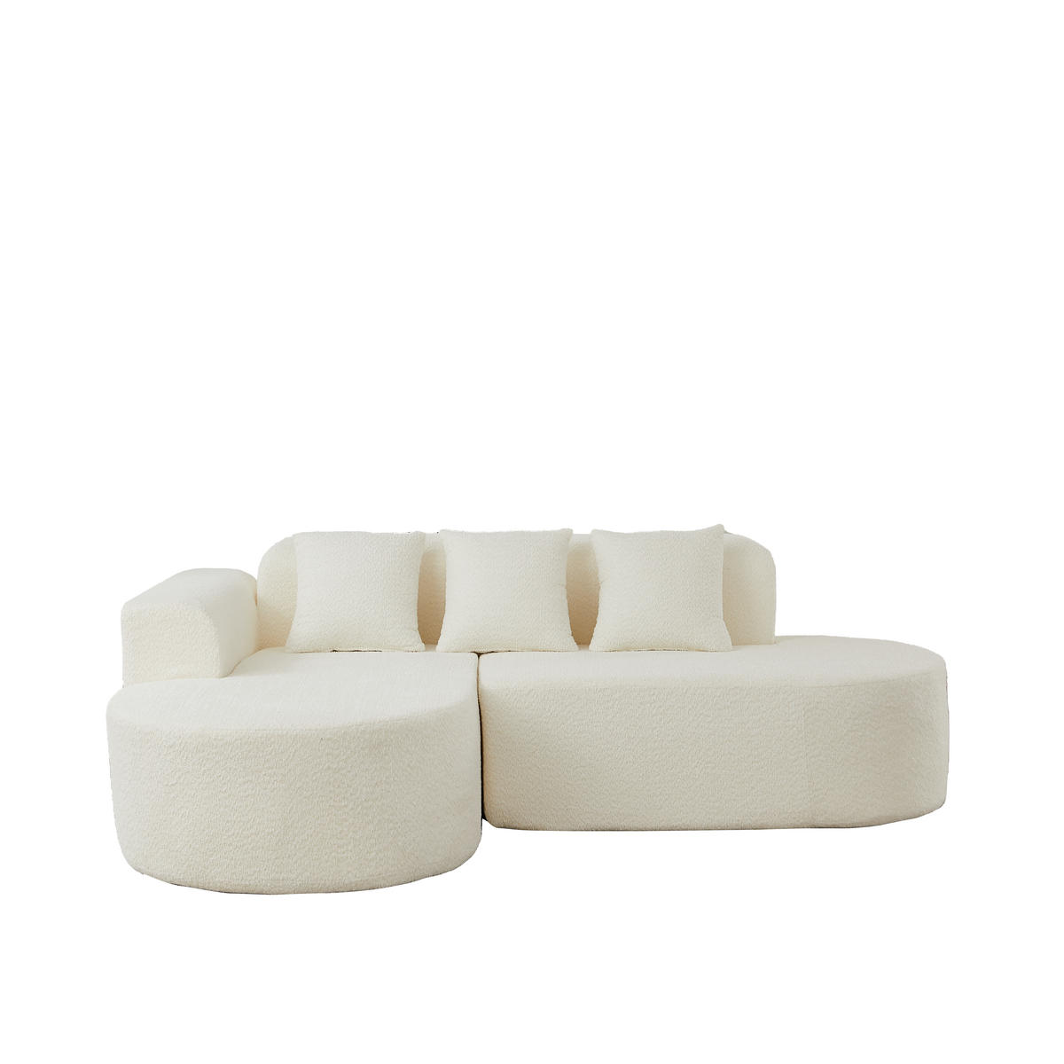 ECKSOFA 222/157/73 cm Beige Chenille mit 3 Kissen (Linke Seite) - Beige, Textil (157/222cm) - Oxeza