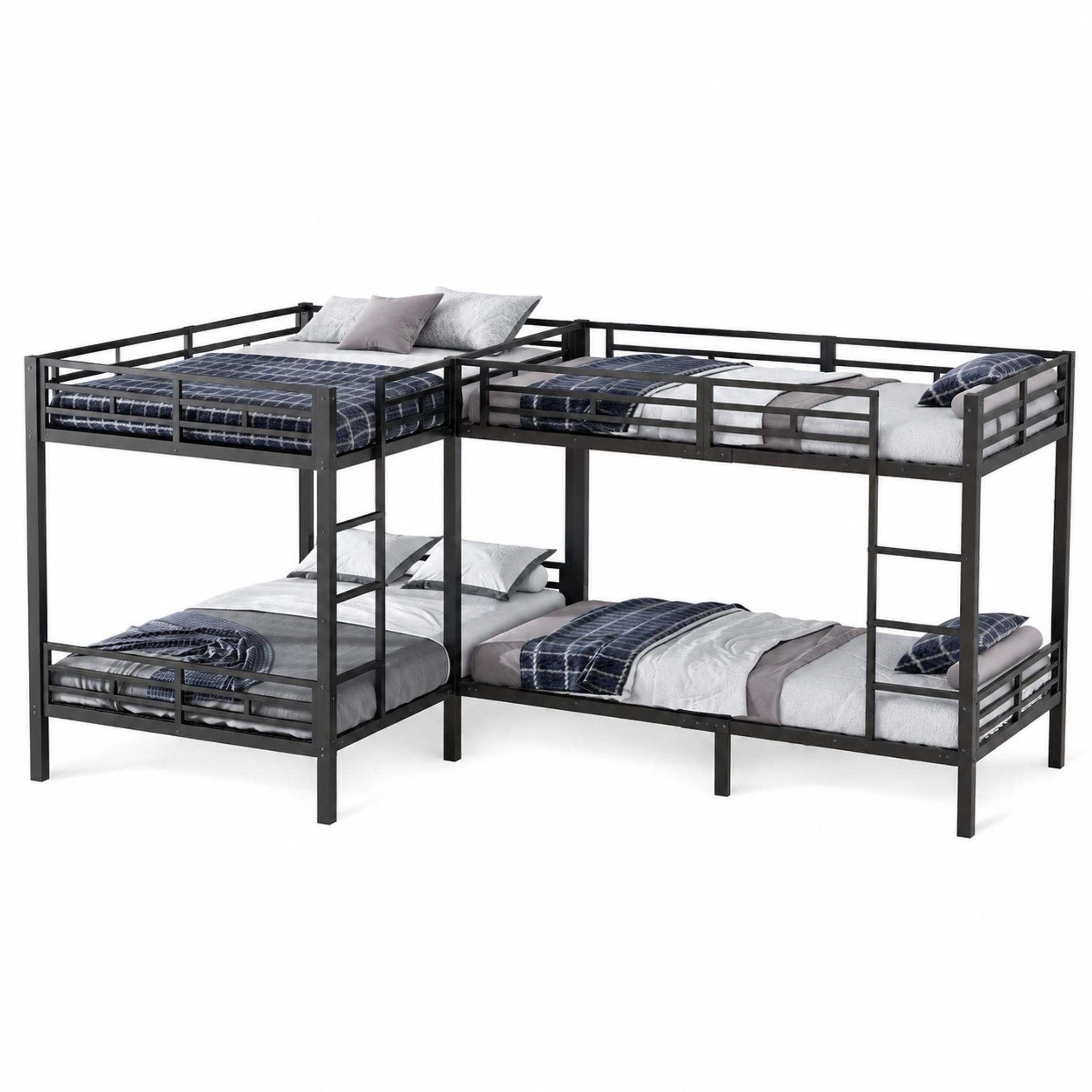 ETAGENBETT mit Leiter 90x200/140x200 cm Schwarz - Schwarz, Metall (140/200cm) - Meubliv