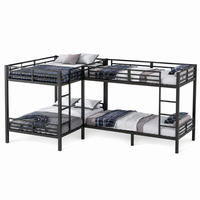 ETAGENBETT mit Leiter 90x200/140x200 cm Schwarz - Schwarz, Metall (140/200cm) - Meubliv