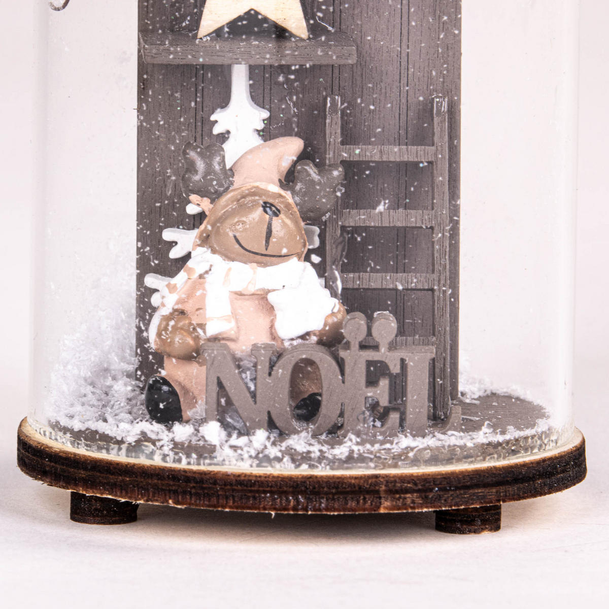 GLASKUPPEL mit Holzdeko 6,6/6,6/12,5 cm - Multicolor, Holzwerkstoff (6.6/12.5/6.6cm) - Fééric Lights and Christmas