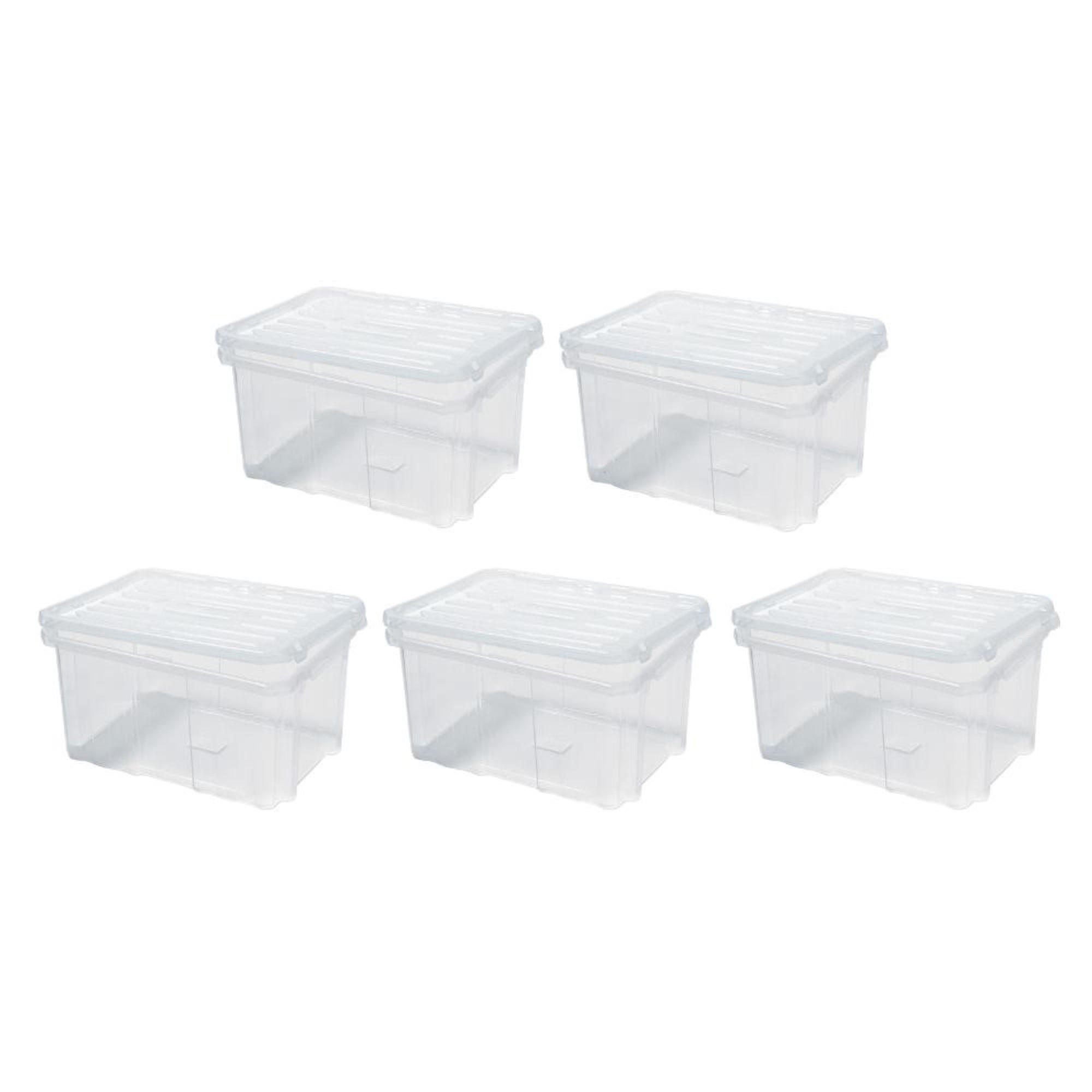 AUFBEWAHRUNGSBOX 5er-Set mehrzweck mit Deckel Transparent HxBxT 26x60x40cm55 Liter - Transparent, Kunststoff (60/26/40cm) - PROREGAL