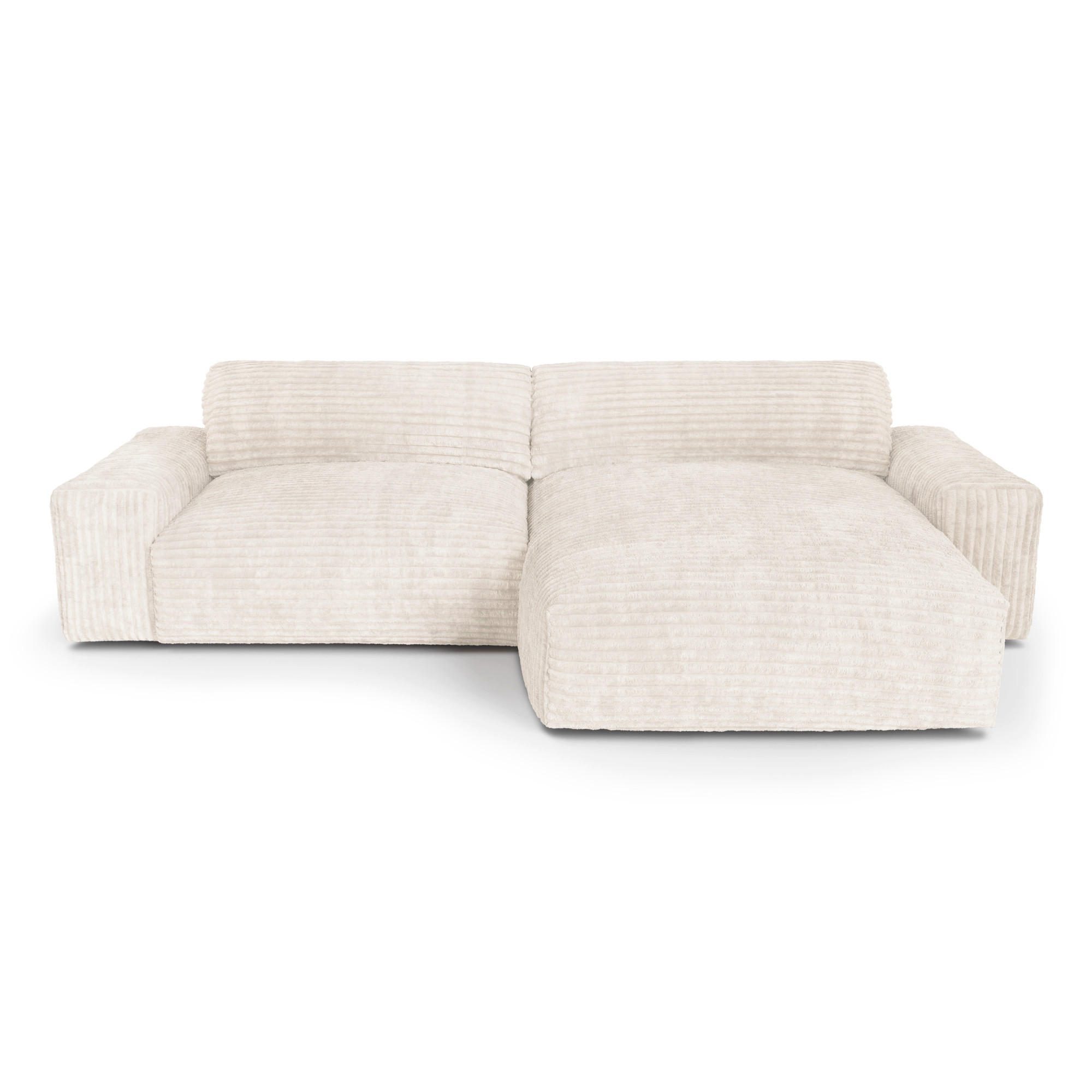 ECKSOFA RECHTS Gerippter Samt XXL Creme 220cm - Creme, Textil (220/120cm) - Sia Home
