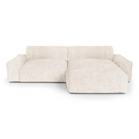 ECKSOFA RECHTS Gerippter Samt XXL Creme 220cm - Creme, Textil (220/120cm) - Sia Home