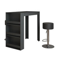 STOJACÍ BAROVÝ STŮL SE ŽIDLEMI Repose Antracit - černá/antracitová, kompozitní dřevo (117/57/106cm) - Vicco