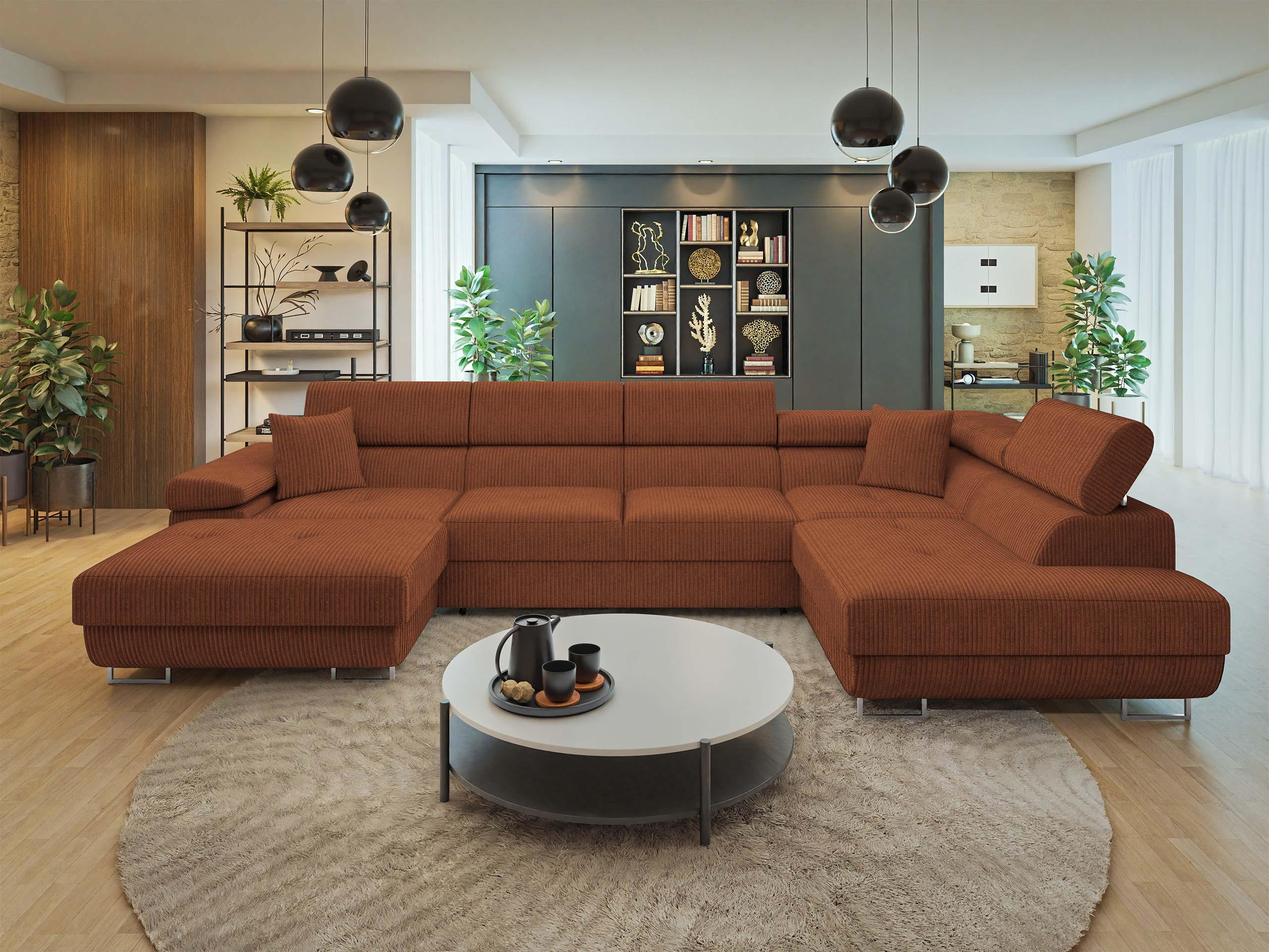 WOHNLANDSCHAFT Torezio Bis Cord, Seite: Rechts - Braun, Holz/Textil (346/90/203cm) - MIRJAN24