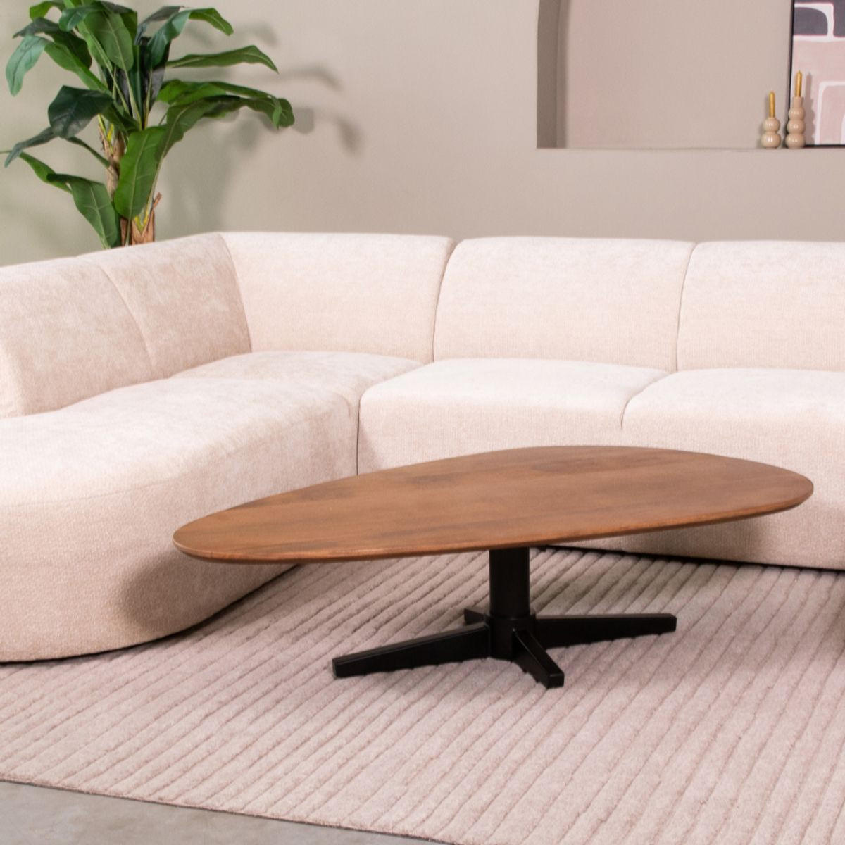 COUCHTISCH Rosie Beige 75/140/36 cm - Beige, Holz (75/140/36cm) - LABEL51