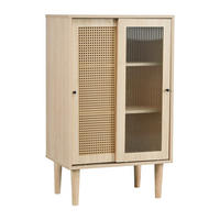 SIDEBOARD mit Rattan-Türen, 100x40x60 cm - Eiche San Remo, Glas/Holzwerkstoff (60/100/40cm) - Urban Meuble