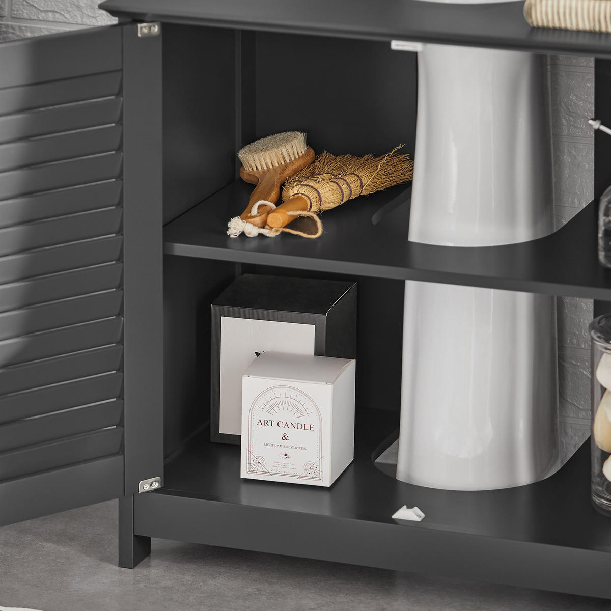 WASCHBECKENUNTERSCHRANK Grau - Grau, Holzwerkstoff (60/58/35cm) - SoBuy
