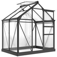 GEWÄCHSHAUS mit Dachfenster mit Tür mit Fundament, Alu+Polycarbonat, Grau+Transparent - Transparent/Grau, Kunststoff/Metall (132/201/190cm) - Outsunny