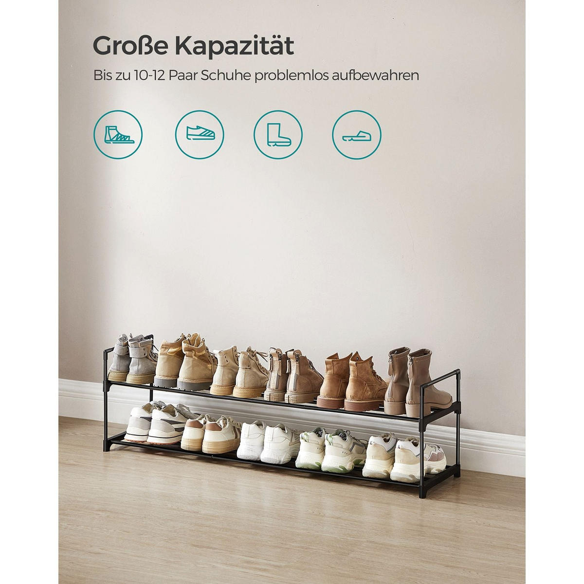 SCHUHREGAL HARARE - Schwarz, Kunststoff (116/34/30cm) - Hansiro