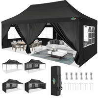 FALTPAVILLON 3x6m mit 6 Seitenwänden Schwarz - Schwarz, Textil (300/320/600cm)