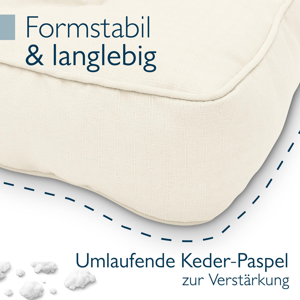 LOUNGEKISSEN Xluna Sitz 70x70x10cm mit Rücken 70x40x12cm Natur (2tlg) - Naturfarben, Textil (70/70cm) - Beautissu 