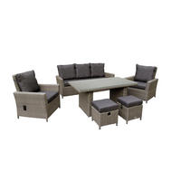 DININGLOUNGE-SET Asti Braun-Melierung, Polyrattan, 7 Personen - Braun, Naturmaterialien - bellavista - Home & Garden