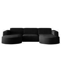 ECKSOFA Designer MODENA U STUDIO Stoff Dicker Cord Schwarz - Schwarz, Holz (165/299cm) - Kaiser Möbel