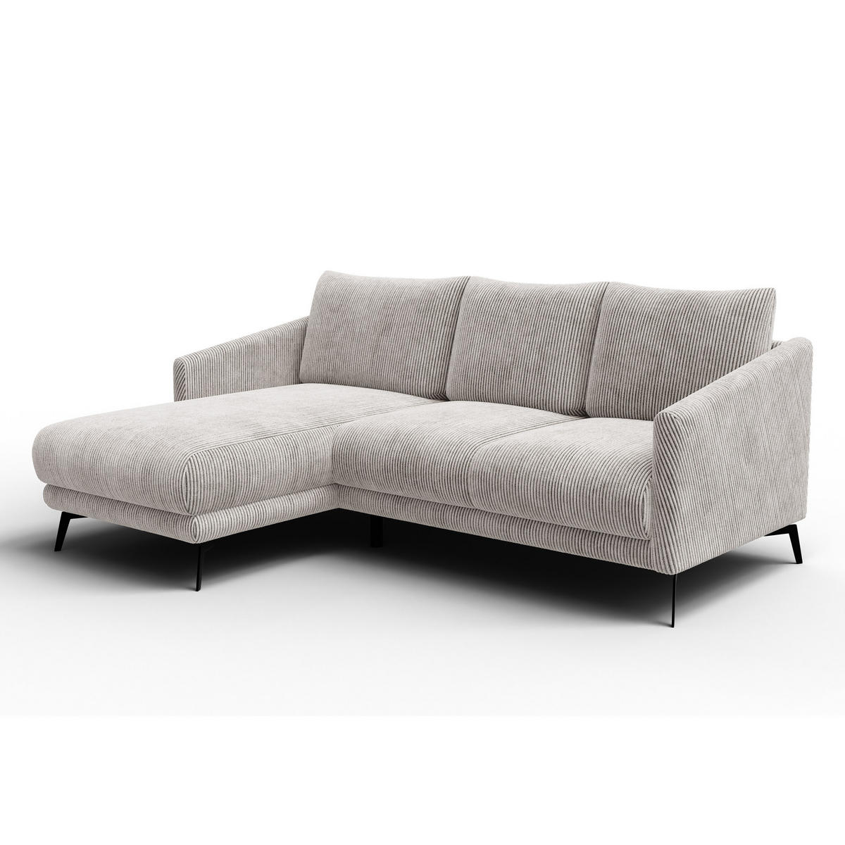 ECKSOFA VILT 3-Sitzer, perlweiß - Schwarz/Weiß, Holzwerkstoff/Textil (221/156cm) - Courtois Laville