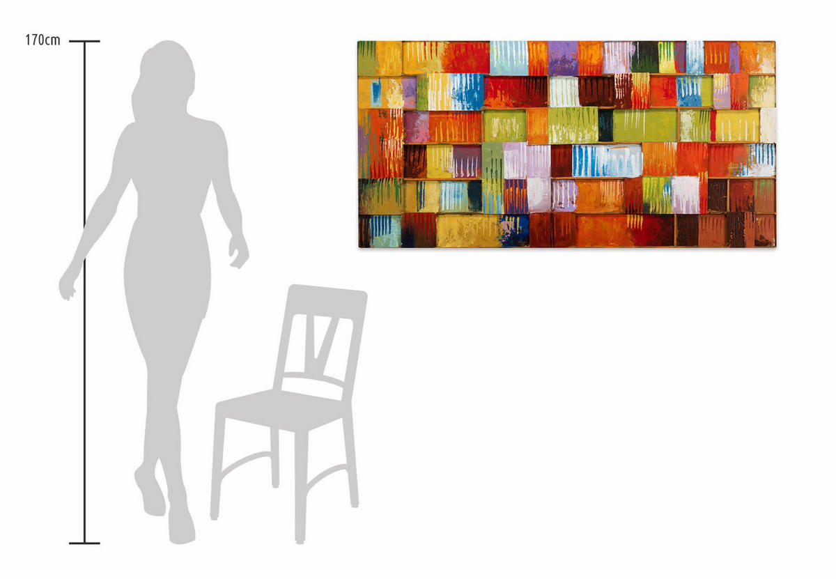 METALLBILD Bunt 120/60 cm - Multicolor, Metall (6.8/60cm) - KUNSTLOFT