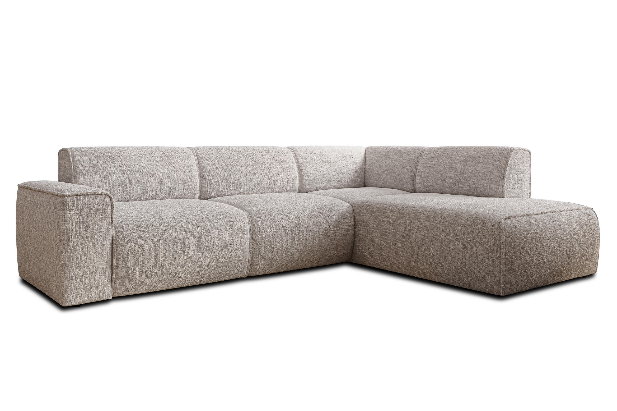 ECKSOFA L Form Didim Creme 292/220/78 cm – großes Sofa stilvoll & bequem R - Creme/Schwarz, Kunststoff/Textil (292/220cm) - AX Living