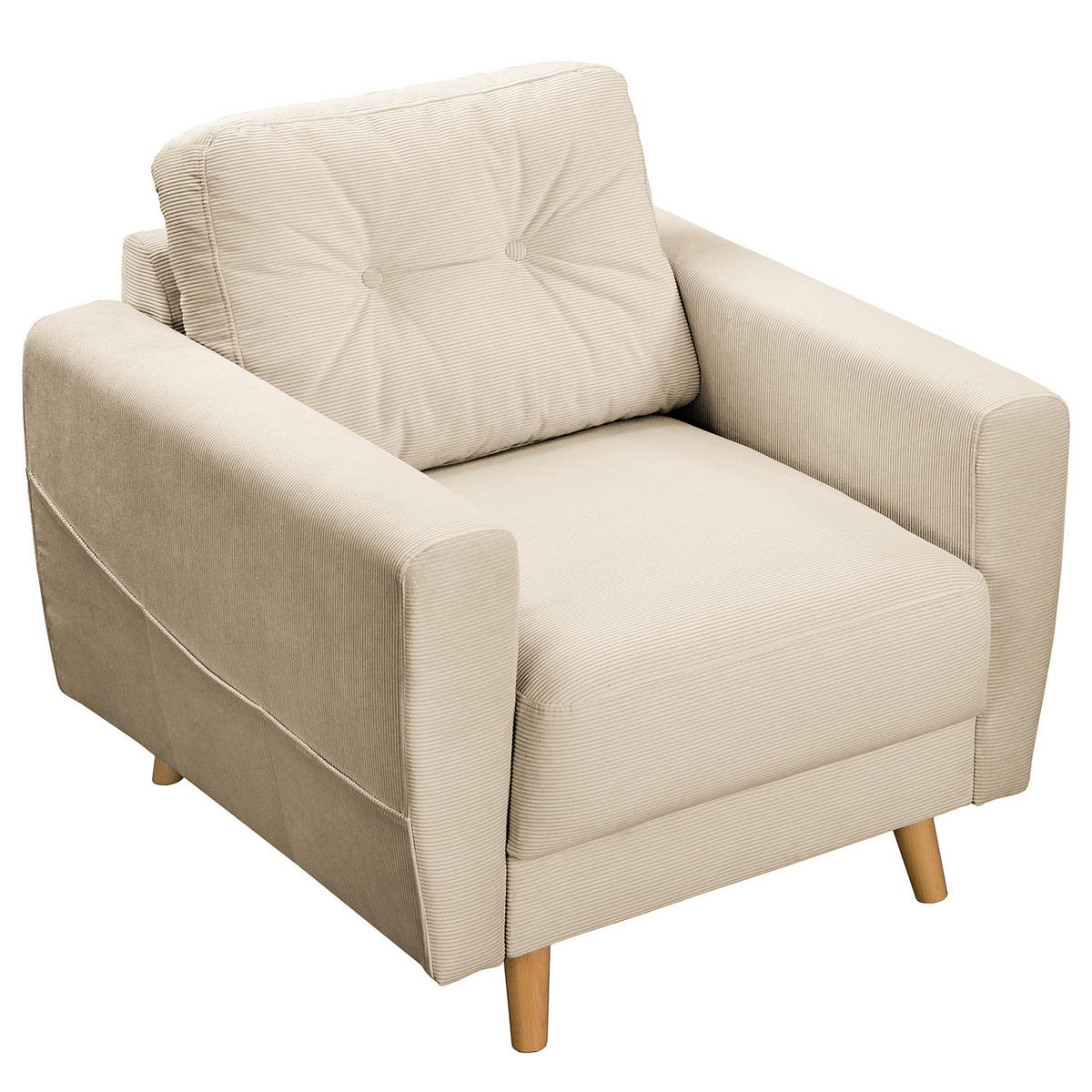 SESSEL - Beige/Braun, Holz/Textil (80/90/87cm) - home24
