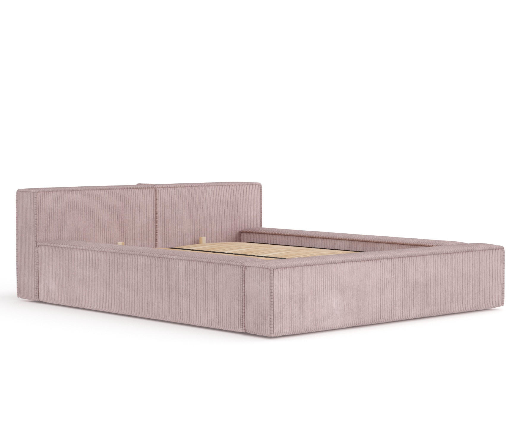 POLSTERBETT Voliera Lila 140/200 cm im Samtstoff - Pink/Birkefarben, Holz/Holzwerkstoff (140/200cm) - Maison de Reve