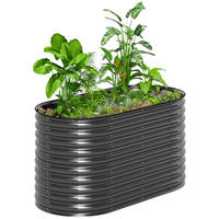 HOCHBEET, stapelbar Blumenkasten - Dunkelgrau, Metall (80/80/160cm) - Outsunny